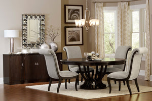English Elm Contemporary Birdcage Pedestal Oval Dining Table Maple Veneer Espresso Extends to Seat Six B011S00141