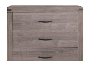 English Elm Brownish Industrial 5-Drawer Chest 34"x16"x48" Weathered Melamine Finish Dark Metal Rivet Accents B01152308