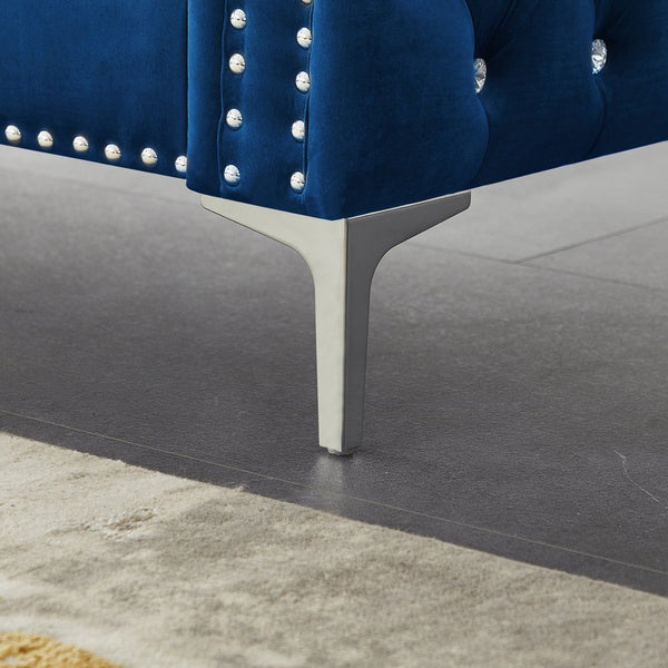 English Elm 82.3" Modern Velvet Sofa With Jeweled Buttons, Chic Tufting & 2 Pillows - Glamorous Comfort Awaits! W1117S00010