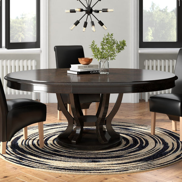 English Elm Contemporary Birdcage Pedestal Oval Dining Table Maple Veneer Espresso Extends to Seat Six B011S00141