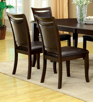 English Elm Transitional Dark Cherry Side Chairs Set of 2 — Espresso Padded Leatherette Seats, Solid Wood Frame B01152300