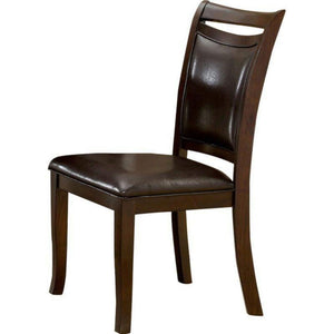 English Elm Transitional Dark Cherry Side Chairs Set of 2 — Espresso Padded Leatherette Seats, Solid Wood Frame B01152300