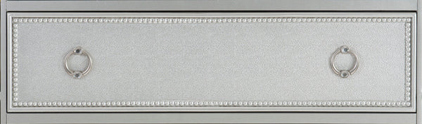 English Elm Glamorous Avondale Silver 7-Drawer Dresser with Beveled Mirrored Trim and Drop Pulls — Modern Luxe Bedroom Furniture B011134404