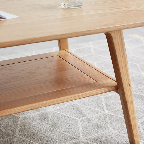 English Elm Center Solid Oak Two Tier Coffee Table with Open Shelf for Modern Living Rooms W128352266