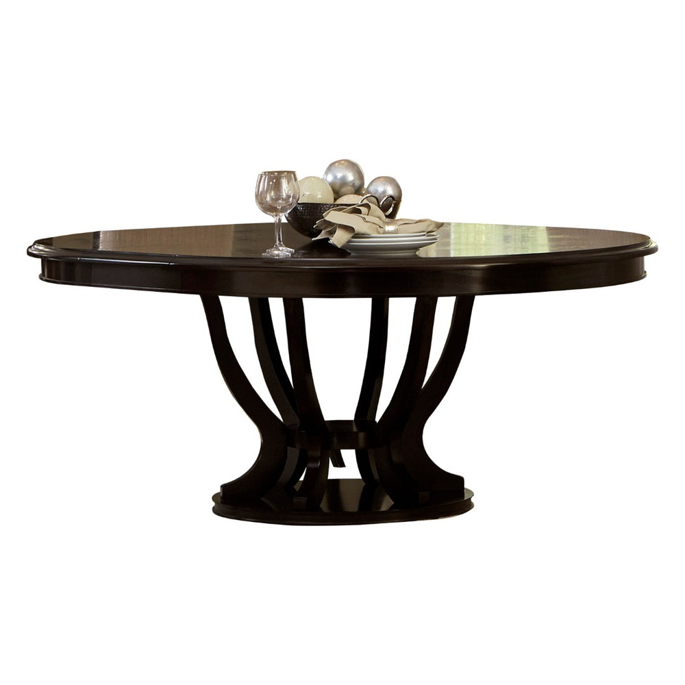 English Elm Contemporary Birdcage Pedestal Oval Dining Table Maple Veneer Espresso Extends to Seat Six B011S00141