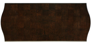 English Elm Contemporary Rectangular Double Pedestal Dining Table in Espresso Finish with 22" Extension Leaf, Birdcage Base B011S00140