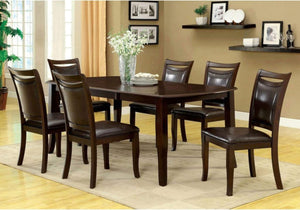 English Elm Transitional Dark Cherry Side Chairs Set of 2 — Espresso Padded Leatherette Seats, Solid Wood Frame B01152300