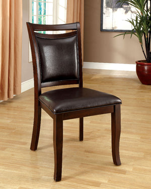 English Elm Transitional Dark Cherry Side Chairs Set of 2 — Espresso Padded Leatherette Seats, Solid Wood Frame B01152300