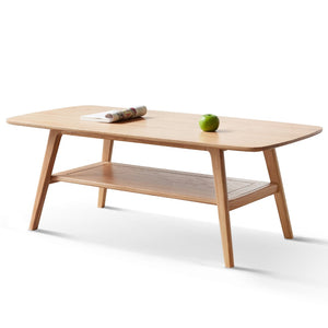 English Elm Center Solid Oak Two Tier Coffee Table Natural Grain Low Profile Living Room Storage W128362453