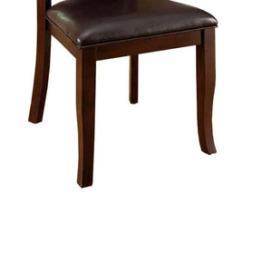 English Elm Transitional Dark Cherry Side Chairs Set of 2 — Espresso Padded Leatherette Seats, Solid Wood Frame B01152300