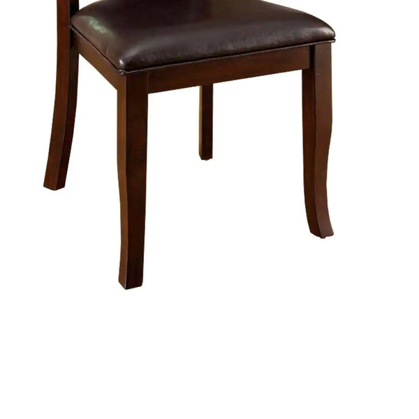 English Elm Transitional Dark Cherry Side Chairs Set of 2 — Espresso Padded Leatherette Seats, Solid Wood Frame B01152300