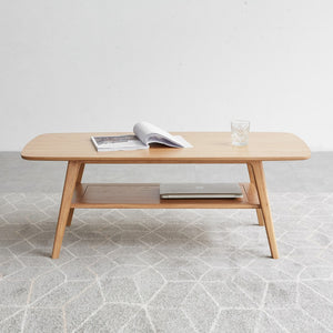 English Elm Center Solid Oak Two Tier Coffee Table Natural Grain Low Profile Living Room Storage W128362453
