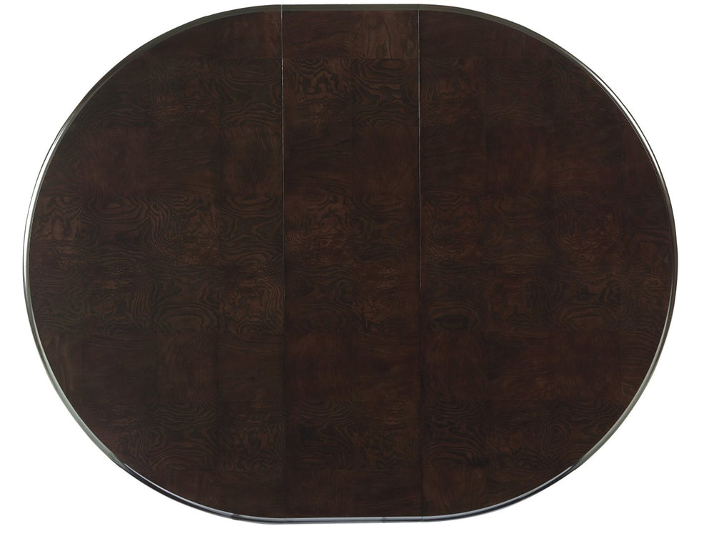 English Elm Contemporary Birdcage Pedestal Oval Dining Table Maple Veneer Espresso Extends to Seat Six B011S00141