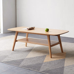 English Elm Center Solid Oak Two Tier Coffee Table Natural Grain Low Profile Living Room Storage W128362453