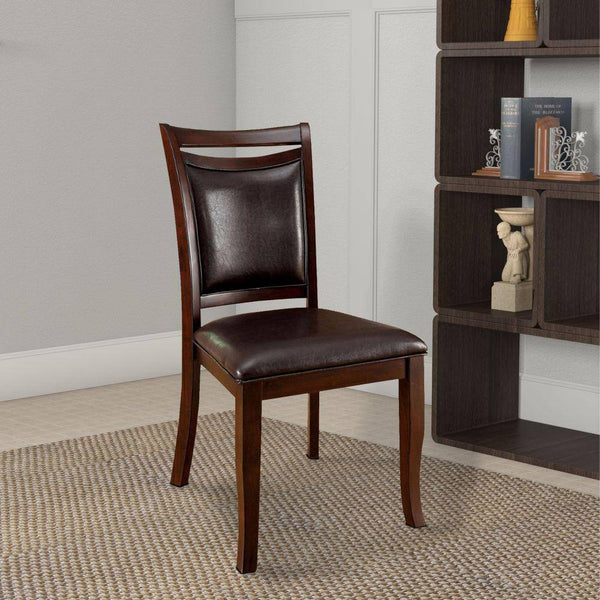 English Elm Transitional Dark Cherry Side Chairs Set of 2 — Espresso Padded Leatherette Seats, Solid Wood Frame B01152300