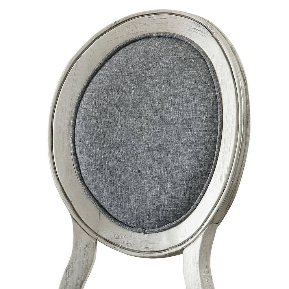 English Elm Transitional Antique White Gray Side Chairs Set of 2 — Padded Linen-Look Upholstery, Solid Wood Elegance B01152296