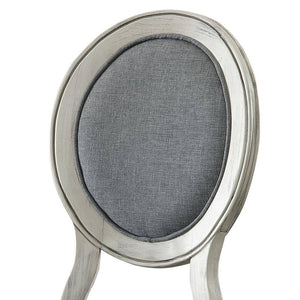 English Elm Transitional Antique White Gray Side Chairs Set of 2 — Padded Linen-Look Upholstery, Solid Wood Elegance B01152296