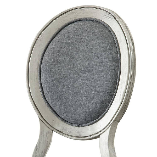 English Elm Transitional Antique White Gray Side Chairs Set of 2 — Padded Linen-Look Upholstery, Solid Wood Elegance B01152296