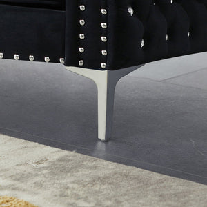 English Elm 82.3" Modern Velvet Sofa With Jeweled Button Tufting & Chrome Legs - Includes 2 Matching Pillows! W1117S00007