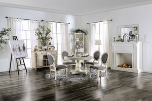 English Elm Transitional Antique White Gray Side Chairs Set of 2 — Padded Linen-Look Upholstery, Solid Wood Elegance B01152296