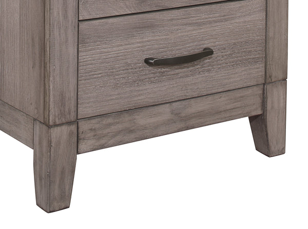 English Elm Brownish Industrial Nightstand with Melamine Weathered Wood, 2 Drawers, Dark Metal Hardware, 22"Hx22"W B01152306