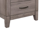 English Elm Brownish Gray Finish 1 Piece Nightstand Melamine Laminate 2X Drawers Dark Metal Hardware Bed Side Table