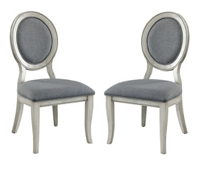English Elm Transitional Antique White Gray Side Chairs Set of 2 — Padded Linen-Look Upholstery, Solid Wood Elegance B01152296