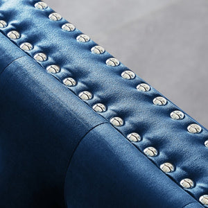 English Elm 82.3" Velvet Chesterfield Sofa Tufted Button Jeweled Nailhead Trim Chrome Legs Living Room W1117S00371