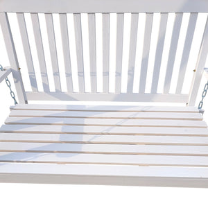 English Elm Front Porch Swing Solid Wood Bench with Armrests, Weatherproof Varnish, Heavy-Duty 800 lb Capacity White W49543722