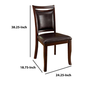 English Elm Transitional Dark Cherry Side Chairs Set of 2 — Espresso Padded Leatherette Seats, Solid Wood Frame B01152300