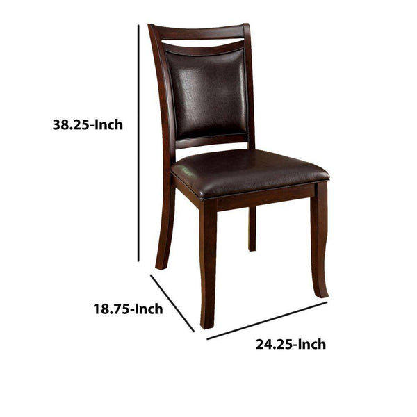 English Elm Transitional Dark Cherry Side Chairs Set of 2 — Espresso Padded Leatherette Seats, Solid Wood Frame B01152300