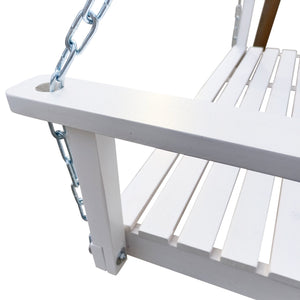 English Elm Front Porch Swing Solid Wood Bench with Armrests, Weatherproof Varnish, Heavy-Duty 800 lb Capacity White W49543722