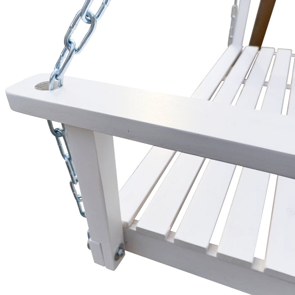 English Elm Front Porch Swing Solid Wood Bench with Armrests, Weatherproof Varnish, Heavy-Duty 800 lb Capacity White W49543722