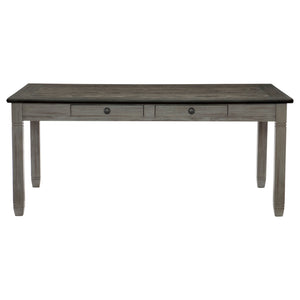 English Elm Casual 72" Two-Tone Rectangular Dining Table with 6 Apron Drawers, Antique Gray Base & Coffee Top B01152301
