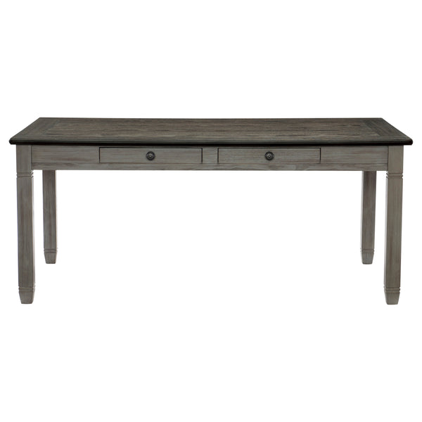 English Elm Casual 72" Two-Tone Rectangular Dining Table with 6 Apron Drawers, Antique Gray Base & Coffee Top B01152301