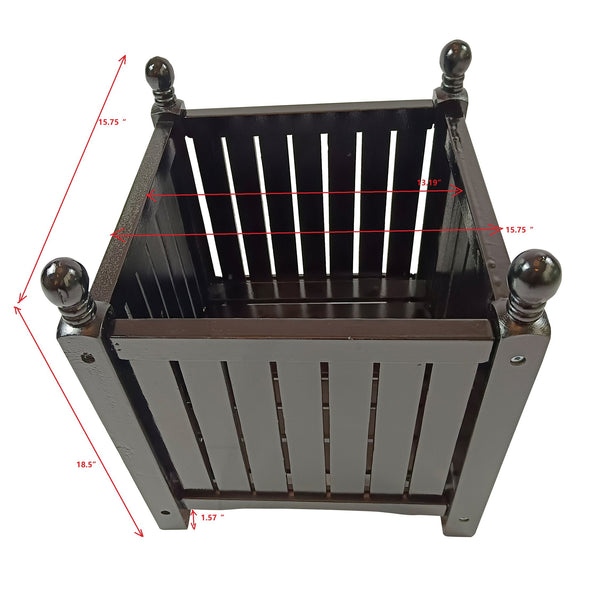 English Elm Wood Square Outdoor Planter Box Black – Solid Wood Herb & Flower Pot for Porch, Patio, Deck 21" W49547256