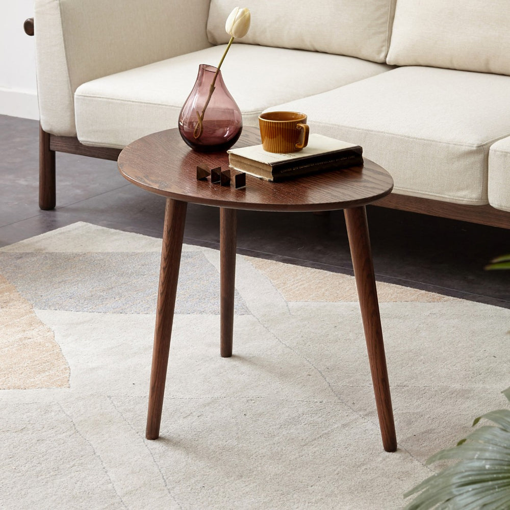 English Elm (single) Solid Oak Pebble Coffee Table Dual Level Organic Shape Matte Wax Finish Living Room W128352432