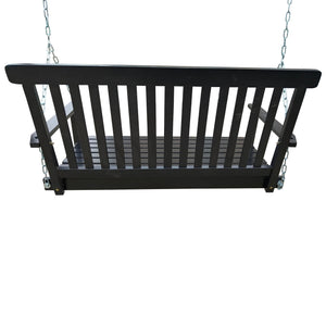 English Elm Front Porch Swing Solid Wood Bench with Armrests, Weatherproof Varnish, Heavy-Duty 800 lb Capacity Black W49543721