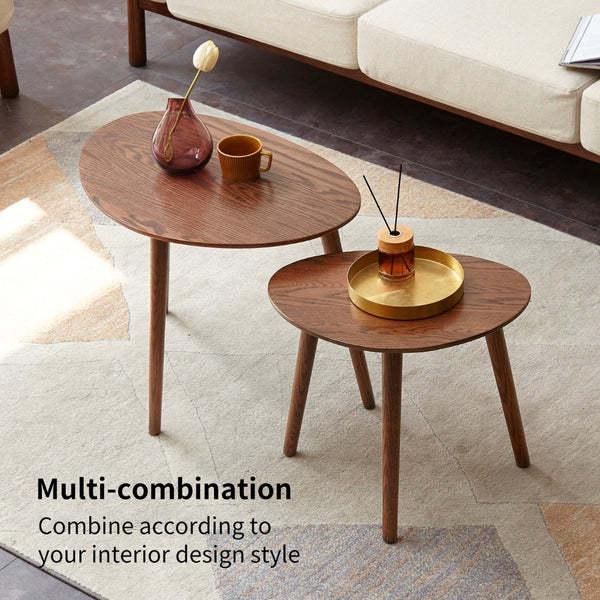 English Elm (single) Solid Oak Pebble Shaped Coffee Table Oil Wax Finish Sculptural Living Room Accent W128352438