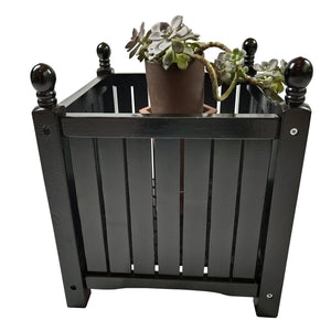 English Elm Wood Square Outdoor Planter Box Black – Solid Wood Herb & Flower Pot for Porch, Patio, Deck 21" W49547256