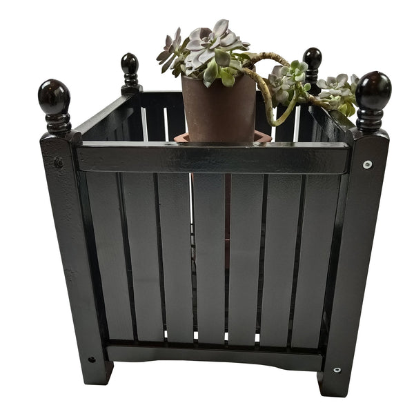 English Elm Wood Square Outdoor Planter Box Black – Solid Wood Herb & Flower Pot for Porch, Patio, Deck 21" W49547256