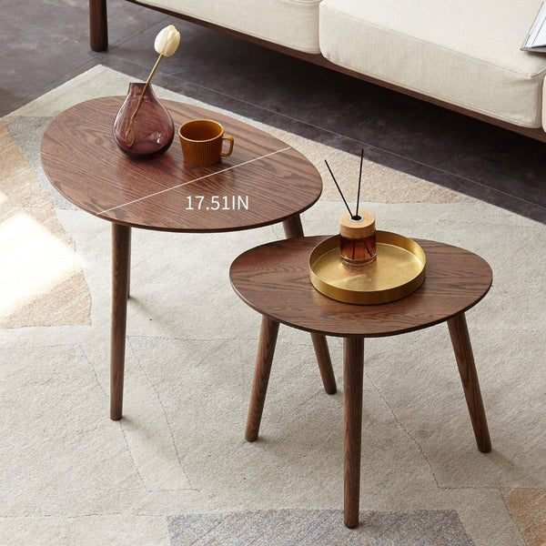 English Elm (single) Solid Oak Pebble Shaped Coffee Table Oil Wax Finish Sculptural Living Room Accent W128352438