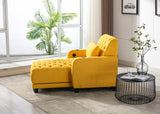 Hearth and Haven Enigma Tufted Leisure Sofa with Cup Holder and Side Pocket, Yellow W39547981