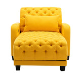 Hearth and Haven Enigma Tufted Leisure Sofa with Cup Holder and Side Pocket, Yellow W39547981