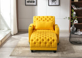 Hearth and Haven Enigma Tufted Leisure Sofa with Cup Holder and Side Pocket, Yellow W39547981