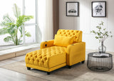 Hearth and Haven Enigma Tufted Leisure Sofa with Cup Holder and Side Pocket, Yellow W39547981