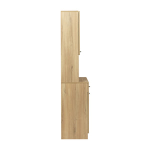 English Elm 70.87" Wardrobe Kitchen Cabinet with 6 Doors, 1 Drawer & Open Shelf — Durable Melamine MDF Storage Solution Oak W331S00057