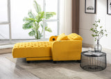 Hearth and Haven Enigma Tufted Leisure Sofa with Cup Holder and Side Pocket, Yellow W39547981