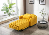 Hearth and Haven Enigma Tufted Leisure Sofa with Cup Holder and Side Pocket, Yellow W39547981