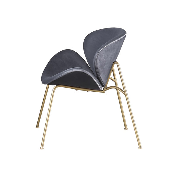 English Elm {2 Pack} Velvet Bucket Lounge Chairs Ergonomic Curved Seat Tapered Metal Legs Vanity Office Grey W124152699